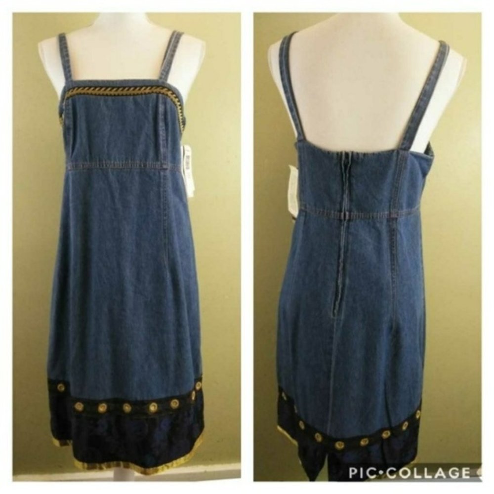 Mirror Embellished Denim Sundress 12/14 NWT